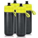 BRITA Wasserfilter-Flasche fill&go Active Limone - Sport Trinkflasche aus BPA-freiem Kunststoff (4er Pack)