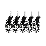 AMZ-BOX 5er Set Hartbodenrollen 11mm x 22 mm für die meisten Drehstuhlrahmen, super leise Bürostuhlrollen Drehstuhlrollen für Hartholz Fußböden, Teppich, Laminat und Fliesen (5 Pcs 11mm x 22mm)