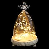 Beaupretty Glasglocke mit Licht Holzboden Led Glaskuppel Micro Lichterkette Glas Kuppel Glocke Nachtlicht Dekoglocke Geschenk für Hochzeit Tischdeko Geburtstag Weihnachten Dek