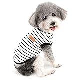 Zunea Sommer-Hunde-Shirts für Kleine Hunde Gestreifte Atmungsaktive Weste T-Shirts Weiche Baumwolle Welpen Kleidung Haustier Katzen Ärmelloses Tank Top Chihuahua Basic Tee Shirt Bekleidung Schwarz M