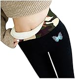 Hose Fleece Leggings Damen Gefütterte Thermoleggins Frauen Winter Warme Leggings High Waist Leggins Strumpfhose Warme Leggings Thermoleggins Jogginghose Schw