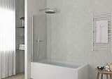 Baode Duschtrennwand für Badewanne, Pendeltür mit festem Segment, Breite 75 cm, 6mm ESG NANO Glas. Höhe 140cm Badew