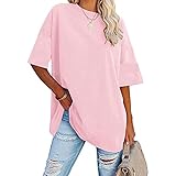 FrüHling Und Sommer Mode Damen Rundhals Einfarbig Kurzarm T-Shirt Lose Absicherung Casual Top D