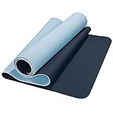 CelinaSun Fitnessmatte 183 x 61 cm blau hellblau TPE Sport Matte rutschfest Yoga Pilates Fitness mit Trageb