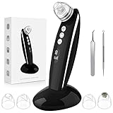 MixcMax Mitesserentferner Porenreiniger Mitesser Sauger Porenreiniger Elektrisch Blackhead Remover USB LED Vakuumsauger Gesichtsreinigung mit 5 Multifunktionssonde Roségold (Schwarz)