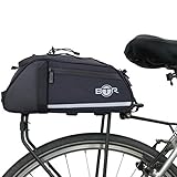 BTR Wasserabweisende 9 Liter Gepäckträgertaschen, Fahrradtasche Gepäckträger Tasche. Fahrradtasche mit Bezug und Netz. Recycelbare Verpackung. Schw