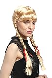 WIG ME UP - XR-008-P02 Perücke Damen Karnveval Fasching Cosplay Zöpfe geflochten mit Schleifen Pony Schulmädchen Lolita Blond Goldblond ca. 60