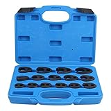 Hahnenfuß-Schlüsselsatz, 15-teiliger Bördelmutternschlüssel 3/8-Zoll- und 1/2-Zoll-Antrieb Offener Hahnenfuß-Schlüssel 8-24 Mm Cr-Mo-S