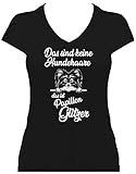 BlingelingShirts Shirt Damen Papillon Das sind Keine Hundehaare das ist Papillon Glitzer Hund, T-Shirt, Grösse XXL, schwarz Druck W