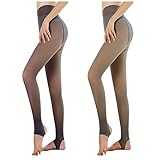 Translucent Warm Fleece Strumpfhosen, Winter Strumpfhose Damen Feinstrumpfhose, Slim Lange Leggings Elastische Hosen, Hautfreundliche Baumwolle Leggings(Orange B,38)