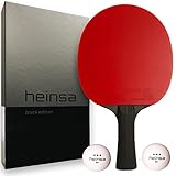 heinsa Carbon Profi Tischtennisschläger ITTF Wettkampf zugelassen Black Edition aus Lichtnussbaum mit Premium Verpackung und B