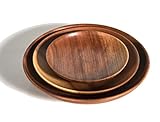 Holzteller Holzplatte Holzschale Rund Servierteller Tablett aus Holz 3 teilig Set für Obst Salat Dek