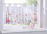 Gardinenbox Scheibengardine »Digital Druck« Voile Kurzgardine SChlaufen Transparent Digital Druck Küche Fenster Modern HxB 40x120 cm Schmetterling, 10000262