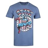 Marvel Herren Captain America Japan T-Shirt, Indigoblau, XL