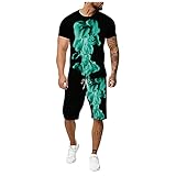 AWDX 2021 Herren Jogginganzug Kurze, Trainingsanzuge Short Sports Anzüge Sportanzug für Running Training Fitness Yoga Einstellen Mit Kurzarm Shirts und Kurze Hose Dünne Sets für Manner M bis 5XL