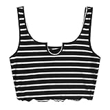 rückenfreies Damen-Tanktop bedrucktes bauchnabel-Tanktop-unterhemd 652 Basic Tank Tops h Street Print schwarzes gürtel Style Gothic Punk Cute Stil Nature nachhaltiges Lyocell S