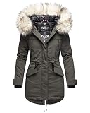 MARIKOO Damen Winter Jacke Parka Mantel Winterjacke warm gefüttert B814 [B814-Lady-Anthrazit-Gr.M]