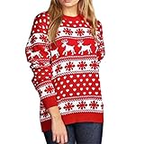 YUHUAWF Pullover Rentiermuster Pullover for Frauen Jugendliche Ugly Christmas Pullover Pullover Cardigan Jumper Frauenkleidung (Color : Red, Size : XXXXL)