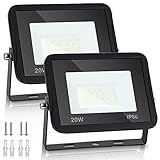 Hegnuth 2x20W Warmweiß LED Strahler, Außenstrahler, Flutlichtstrahler, 3000K 1700LM, IP66 Wasserdicht LED Scheinwerfer für Terrassendach, Garage, Spielplatz, Party