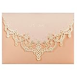 WISHMADE 20x Blush Hochzeitseinladungskarten-Set mit Gold Halskette gefaltetes Design für Hochzeits Einladungs Verlobung Party inkl Umschläge (20 Stück)