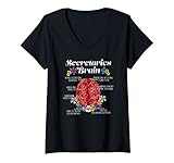 Damen Lustiger Sekretärin mit Spruch für Frauen T-Shirt mit V
