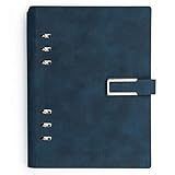 Notizbuch aus Kunstleder, lose Blätter, liniert mit Schnalle, Tagebuch, A5, Tagebuch, mit Stiftring, multifunktionale Innenseiten, für Damen, Büro, College, Tagebuch, Notizbuch (Farbe: Blau)