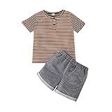 SoonerQuicker Jungen Streifen Nähte Sport Kurzarm + Shorts Set 731