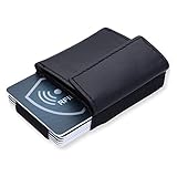URBANHELDEN - Kreditkartenetui Mini Wallet NAOS - Mini Geldbörse aus Textil u Leder, Kleiner Geldbeutel, Kartenhalter, Mini-Portmonee für Herren und Damen (Schwarz)