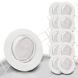 DECORA 10er Set LED Einbaustrahler 230V GU10 4W 10 x 300 Lumen Warmweiß 3000k WEISS Decken LED Einbauleuchten 68mm Lochmaß schwenkbar Leuchtmittel austauschb