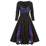 Baiomawzh Damen 1950er Kleider Gothic Kleid Renaissance Maxikleid Cosplay Dress Langarm Colorblock Kleider Mittelalter Dress Elegant Retro A-Linien Abendkleid Kleidung Festlich Karneval Partyk