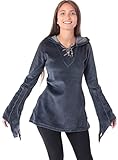 PUREWONDER Tunika aus Samt mit Zipfelkapuze Elfenkleid dr111 Grau XXL