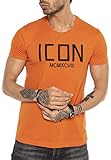 Herren T-Shirt gesticktes Icon Logo Baumwolle Orange L