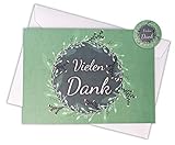 25 Dankeskarten & 25 Umschläge & 25 Sticker – Klappkarten SET, Hochzeit, Taufe, Konfirmation, Kommunion, Ruhestand, Geburt, Geburtstag, Mitarbeiter, Dank