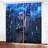 Fgolphd Gardinen Verdunklungsgardine Für Schlafzimmer, Arcane League of Legends Jinx Vi Vorhang Verdunkelungsvorhang-Set 2er Set Für Kinderzimmer (7,220 × 215CM)