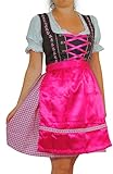 MS-Trachten Dirndl Set 3 teilig Trachtenkleid Lissy 2 (38, braun-pink)