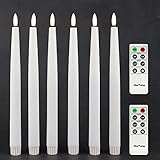 6 flammenlose LED Stabkerzen Tafelkerzen Weiß mit Timer Funktion, Höhe je 29cm, Leuchterkerzen mit warmweißes Licht, 2 Fernbedienung