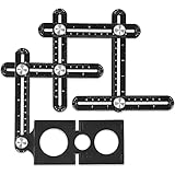 Winkelmesser mit zwei Bohrorter, Wzone Angleizer Lineal 6-seitige verstellbare Konturenlehre für Fliesen, Fußböden, Ziegelsteine, Holz, Laminat, Metall Winkelschablone Template T