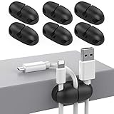 Delidigi 6er Pack Kabelclips Kabelhalter Schreibtisch-Kabelklemmen Stark klebender Kabelhalter zum Organisieren von USB-Kabel/Blitzkabel/Kabel Home Office und Auto (BLACK)