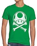 A.N.T. Toadskull Herren T-Shirt Mario Totenkopf Videospiel Konsole super World, Größe:3XL, Farbe:Grü