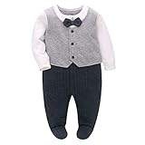 Famuka Baby Junge Anzug Taufe Hochzeit Partei Babykleidung (Grau, 0-3 Monate)