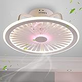 LED Fan Deckenlampe Leise Deckenventilatoren Fan Deckenleuchte Mit Beleuchtung App-Steuerung Und Fernbedienung Dimmbarer Ventilator Kronleuchter Für Schlafzimmer W