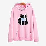 LXHcool Das Tragen von 2020 Katze, die eine Maske Coron_avirus I Survived Cov_id 19 Hoodie Unisex Sweater Nette Top (Color : Pink, Size : L)