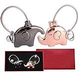 Schlüsselanhänger Pärchen Liebhaber mit Charm Paar Geschenke für Frauen Männer, Personalisiert Partner Schlüsselanhänger mit Elefant Anhänger für Sie Ihn Geburtstag Hochzeitstag Jahrestag Valentinstag