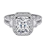KnBoB Ringe für Damen Modeschmuck, 925 Silber Rechteck 7X9MM Zirkonia Ehe und Verlobungsring Größe 62 (19.7)
