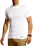 Leif Nelson Herren Sommer T-Shirt Rundhals Ausschnitt Slim Fit aus Feinstrick Cooles Basic Männer T-Shirt Crew Neck Jungen Kurzarmshirt O-Neck Sweater Shirt Kurzarm Lang LN20768 Weiß XX-Larg