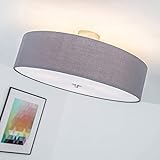 Lightbox moderne Deckenlampe - Deckenleuchte mit dekorativem Stoffschirm - Metall/Textil Grau - 60cm D