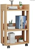 SYXL 3-stöckiges Bücherregal, Aufbewahrungsvitrine, beweglich mit Universalrädern, Bücherregale für das Home Office (Long 45cm/Höhe 68cm)