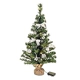 Bambelaa! Weihnachtsbaum Künstlich Mit Beleuchtung Geschmückt Tannenbaum Dekoriert Christbaum Beleuchtet LED 75cm Silb