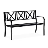 Relaxdays, schwarz Gartenbank aus Metall, 2-Sitzer, robust, für Terrasse, Balkon, Ruhebank HxBxT 81 x 127 x 56 cm, S