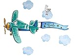 Wandtattoo Möbelsticker Flugzeug mit Name - personalisiert - Geburtsgeschenk